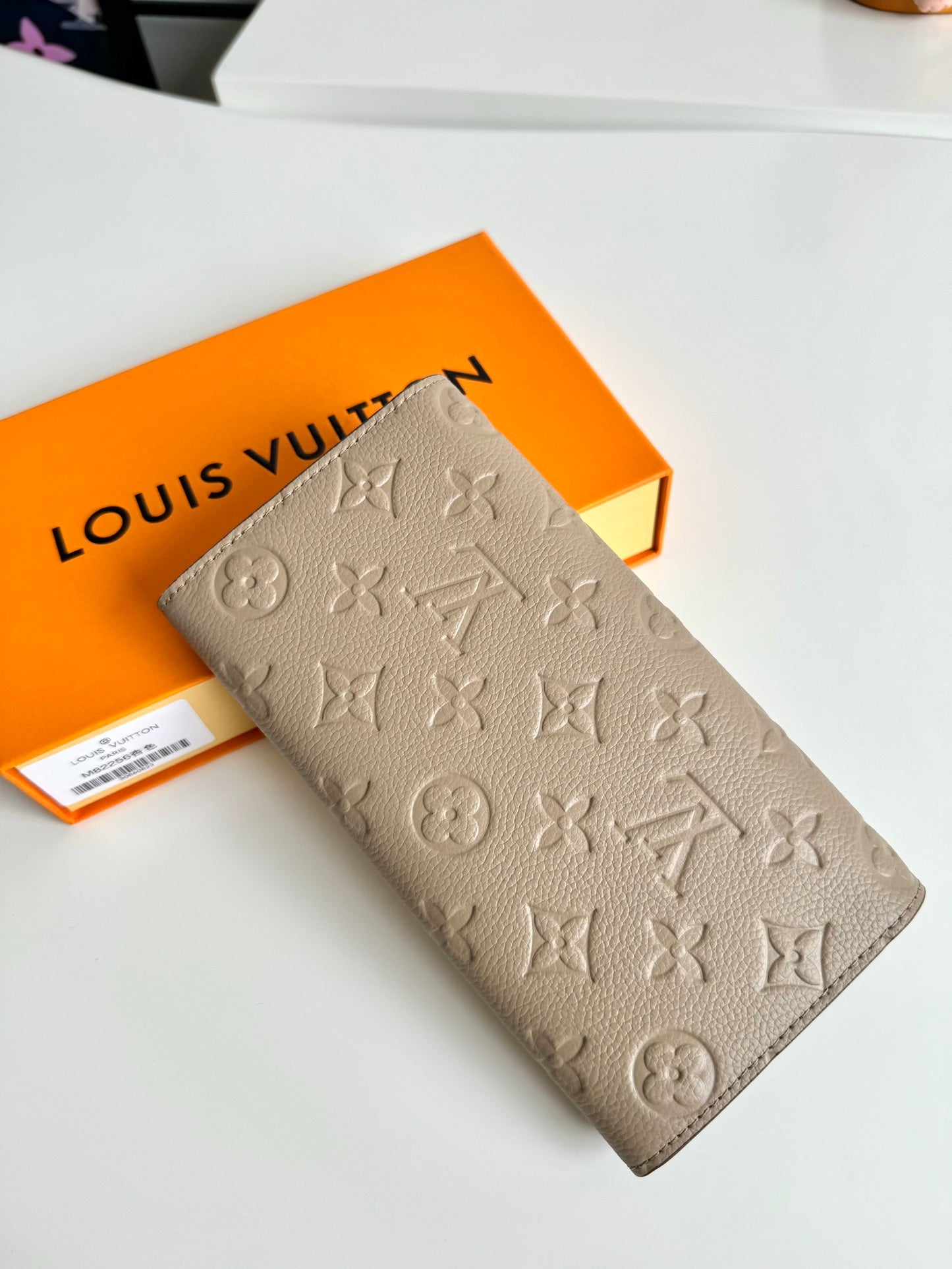 Louis Vuitton Taupe Embossed Leather Envelope Wallet with Snap Button Closure
