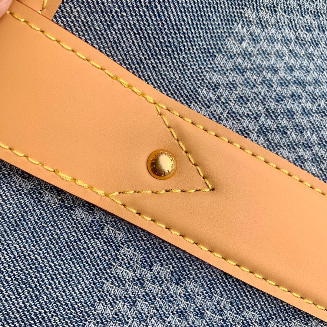 Louis Vuitton Onthego PM Damier Denim Tote Bag - Blue and White