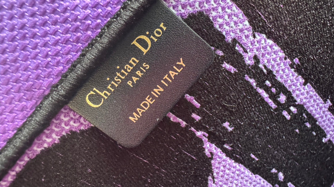 Dior Neon Pink Graffiti Print Square Tote Bag with Black Handles
