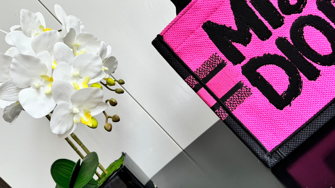 Christian Dior Miss Dior Graffiti Mini Book Tote Bag - Neon Pink/Black