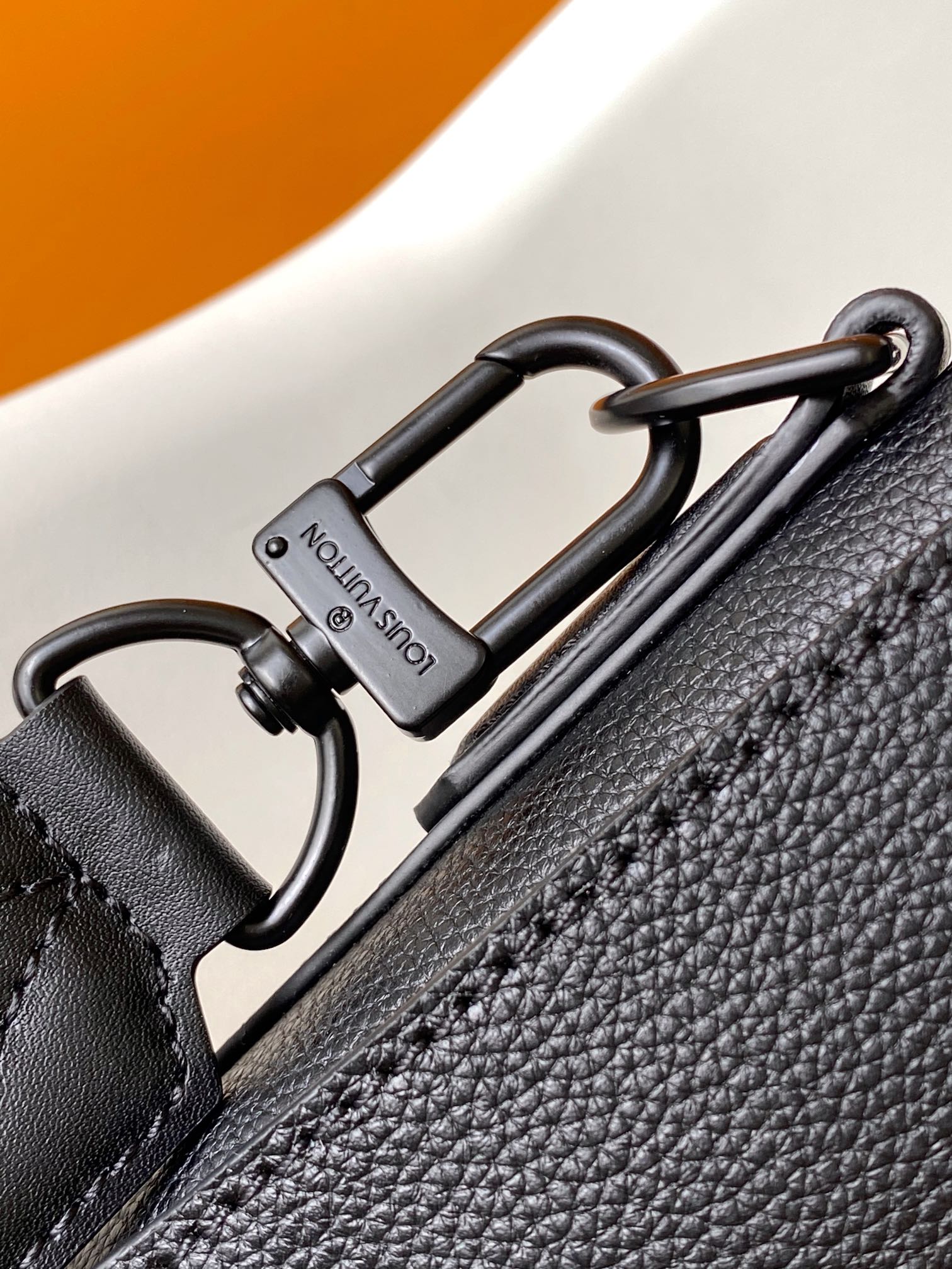 Louis Vuitton Minimalist Black Textured Leather Crossbody Shoulder Bag