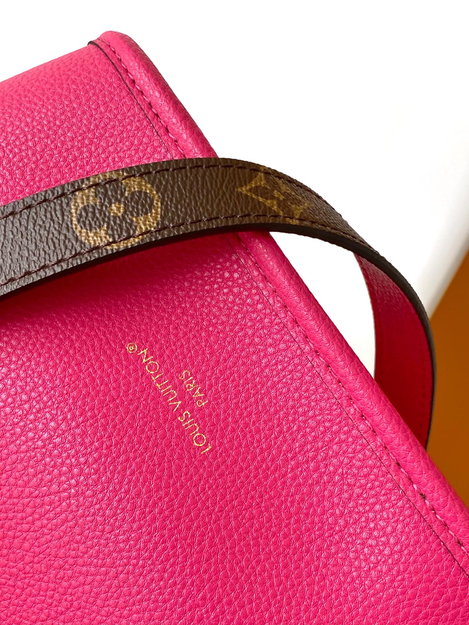 Louis Vuitton Brown Monogram Canvas Mini Crossbody Tote Bag with Pink Trim