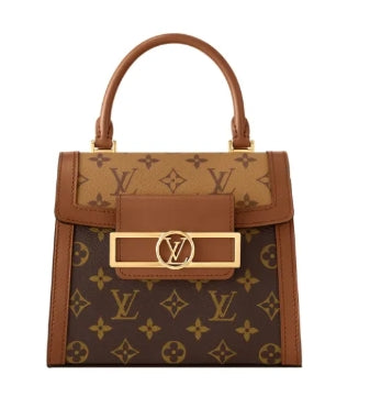 Louis Vuitton Classic Brown Monogram Top Handle Handbag with Gold Clasp