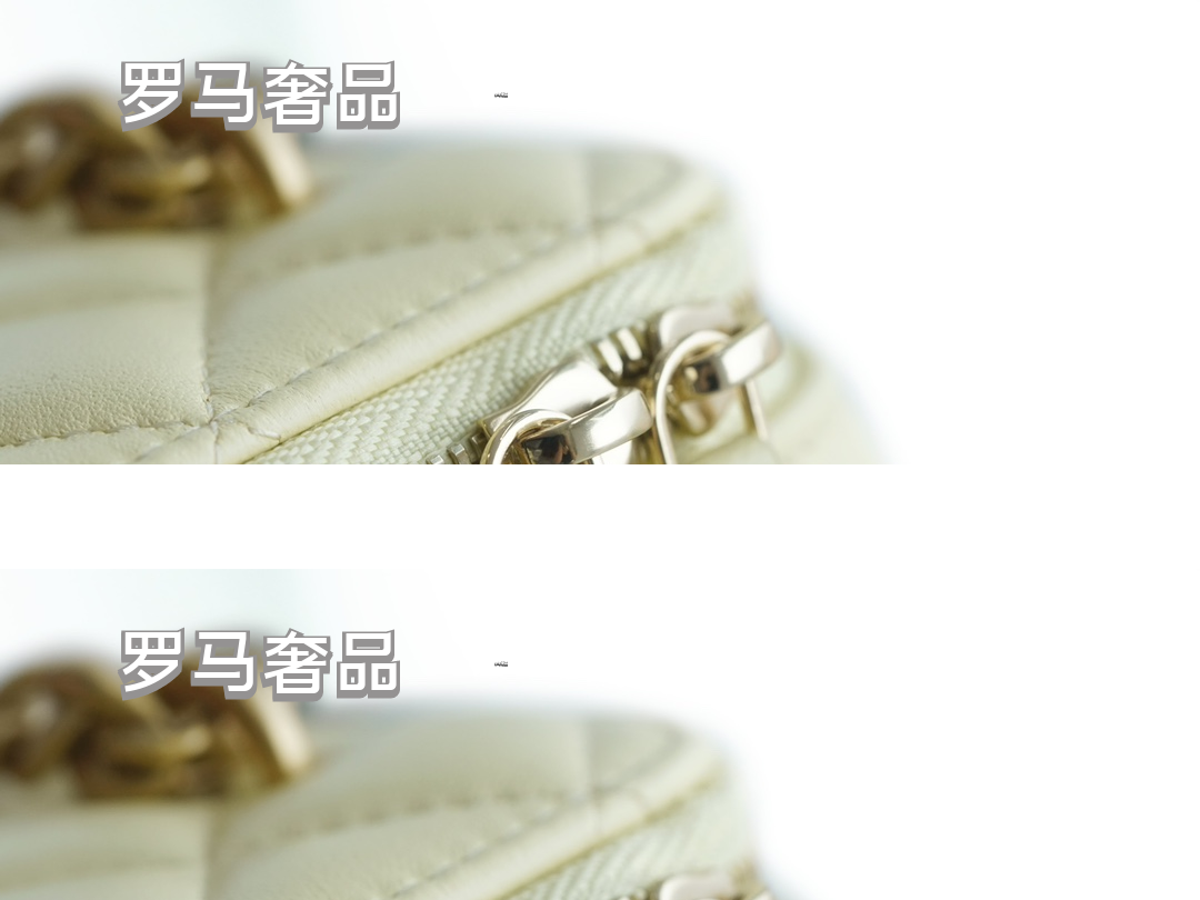 Small Quilted Vanity Bag with Gold Chain Strap - White Luxury Crossbody Case