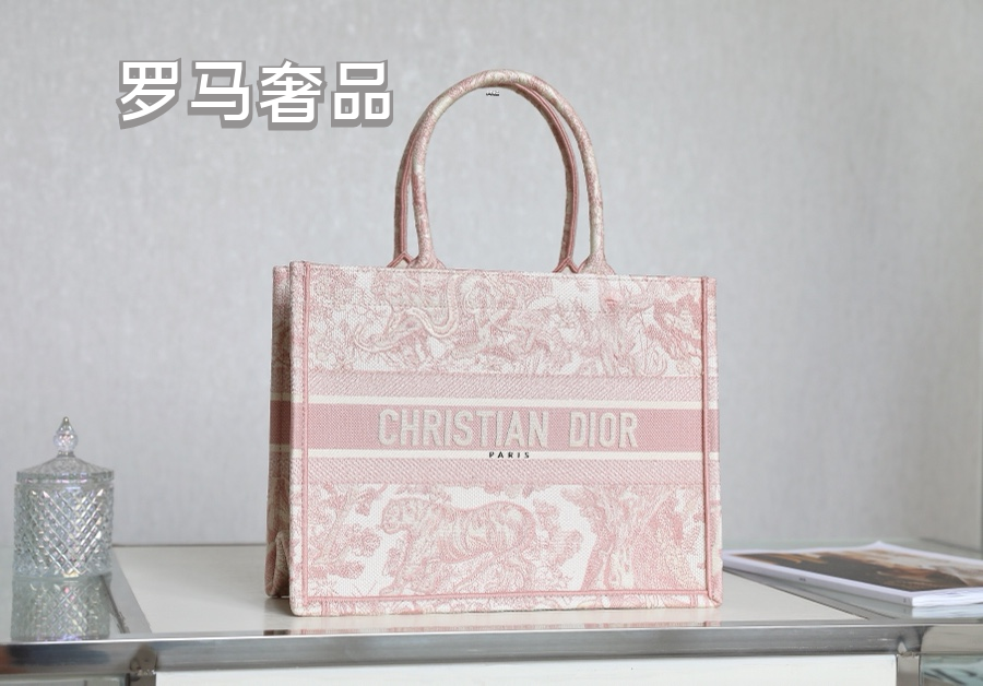 Christian Dior Pink Toile de Jouy Book Tote Bag
