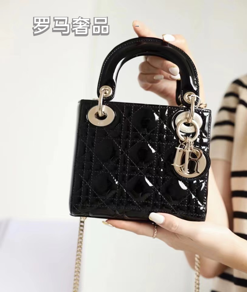 Lady Dior Micro Bag Black Cannage Patent Calfskin