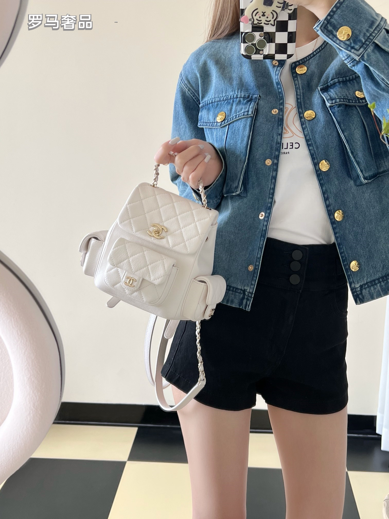 Chanel Quilted Grey Leather Backpack with Gold-Tone Hardware