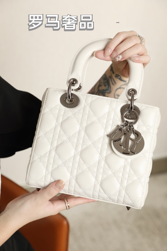Lady Dior My ABCDIOR Small Handbag in Light Gray Cannage Lambskin